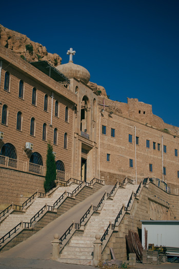 Steps leading up to the Syriac Orthodox monastery of Saint Matthew, one of the oldest in-use Christian monasteries in the world.